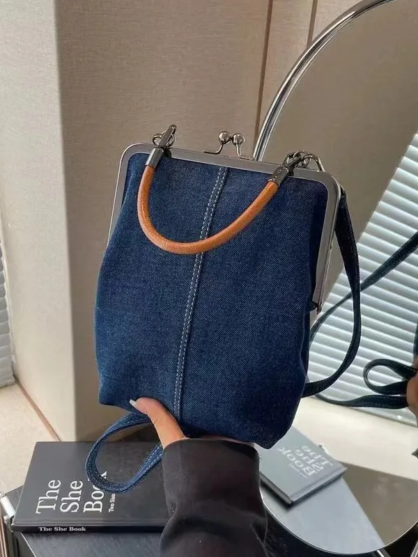 Fashion Casual Denim Messenger Bag Small Square Crossbody