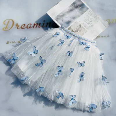 Girl's Fashion Butterfly Mesh Tutu A-Line Skirt for Kids