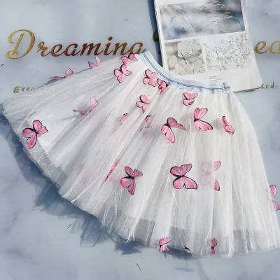 Girl's Fashion Butterfly Mesh Tutu A-Line Skirt for Kids