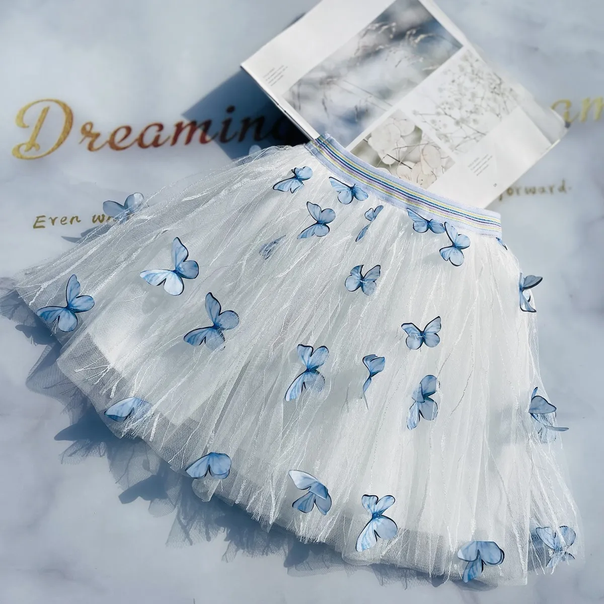 Girl's Fashion Butterfly Mesh Tutu A-Line Skirt for Kids