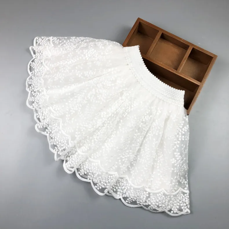 Girl's Fashion Solid Color Lace Tutu Dress With Polka Dots Pleated Skirt For Kids