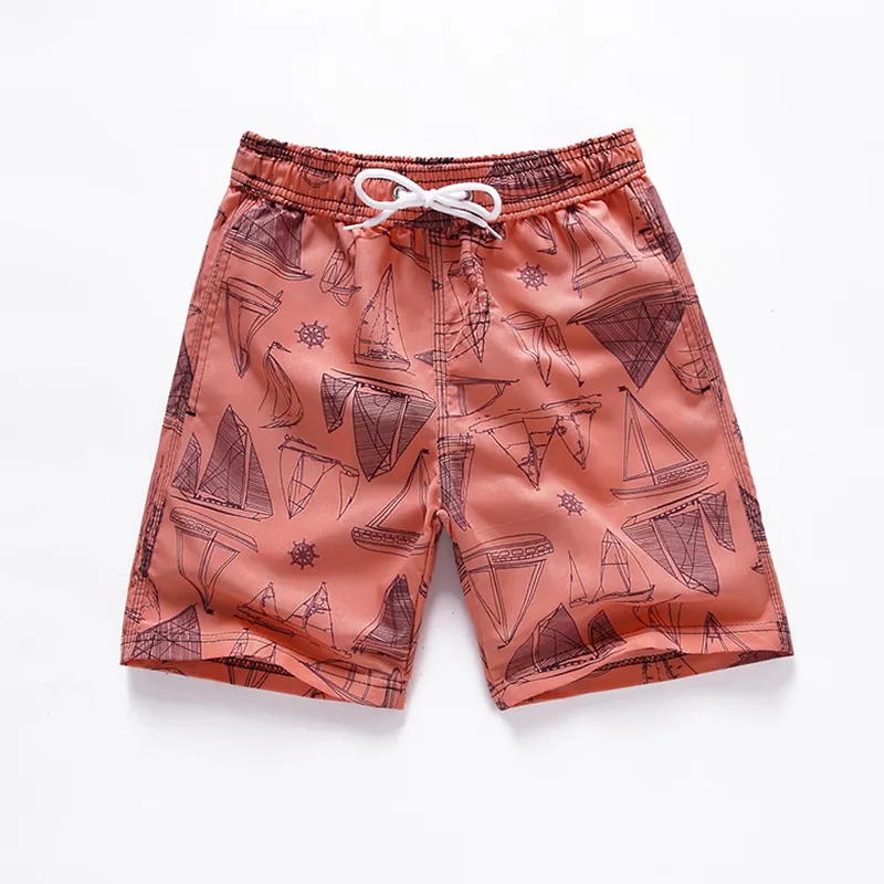 Boy's Casual Printed Loose Beach Swim Trunks Polyester