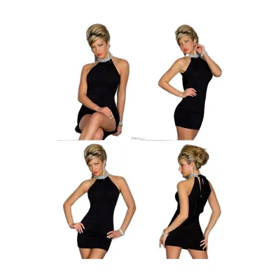 Women Sleeveless Halter Neck Sexy Nightclub Tight Bodycon Dress