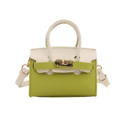 Children's Fashion Contrast Mini Crossbody Bag for Primary School Girls PU