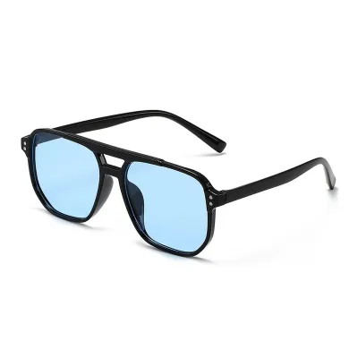 Women Fashion Retro Square Frame Double Beam Sunglasses