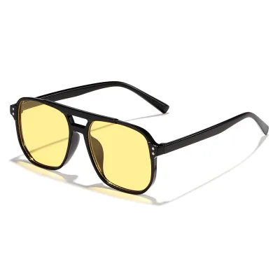Women Fashion Retro Square Frame Double Beam Sunglasses
