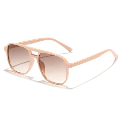 Women Fashion Retro Square Frame Double Beam Sunglasses