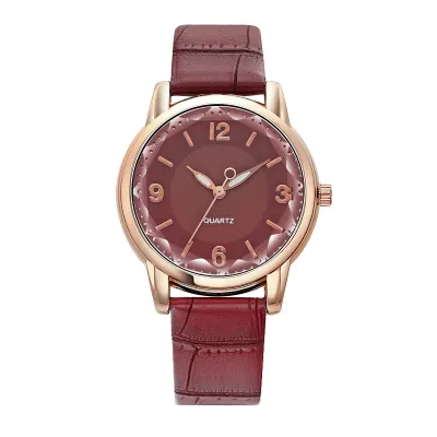 Women Fashion Creative Two-Color Dial Belt Quartz Watch