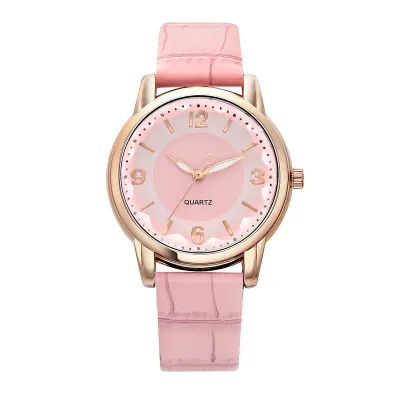 Women Fashion Creative Two-Color Dial Belt Quartz Watch