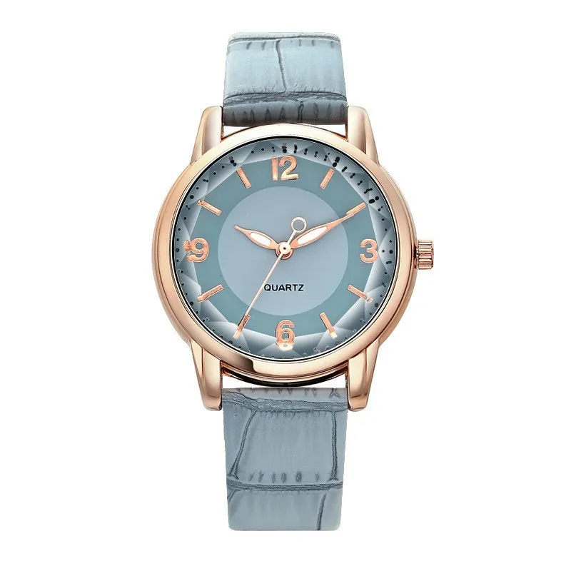 Women Fashion Creative Two-Color Dial Belt Quartz Watch