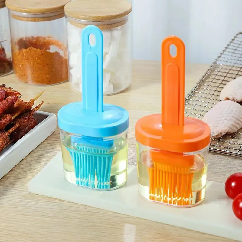 Simple Household Kitchen High Temperature Resistant Integrated Silicone Oil Brush With Bottle