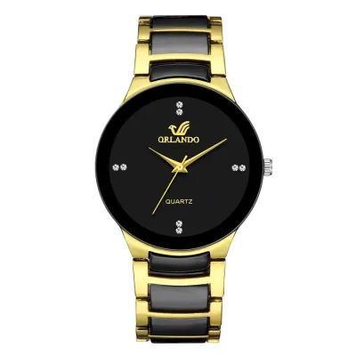 Men Fashion British Style Scale Steel Band Quartz Watch