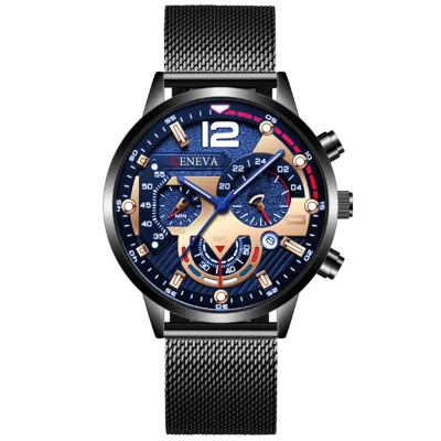 Men's Business Luminous Pointer Calendar Quartz Stainless Steel Watch