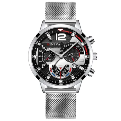 Men's Business Luminous Pointer Calendar Quartz Stainless Steel Watch