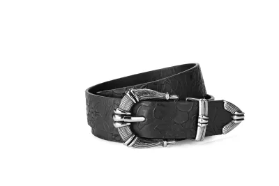 Women Retro Embroided PU Belt with Alloy Buckle