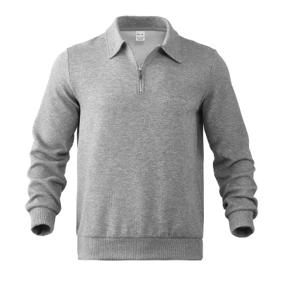 Men's Half Zipper Lapel Long Sleeve Sweatshirt Spring Autumn Loose Pullover