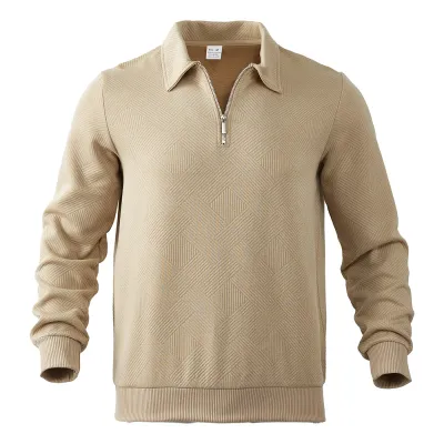 Men's Half Zipper Lapel Long Sleeve Sweatshirt Spring Autumn Loose Pullover