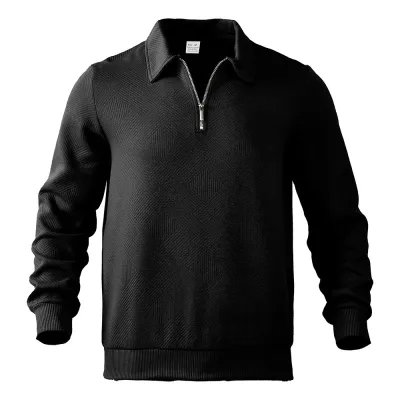 Men's Half Zipper Lapel Long Sleeve Sweatshirt Spring Autumn Loose Pullover