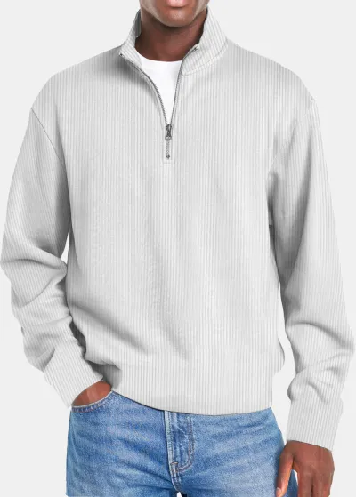 Autumn Long Sleeve Zipper Men Casual Sweatshirt Cotton Blend Solid Color
