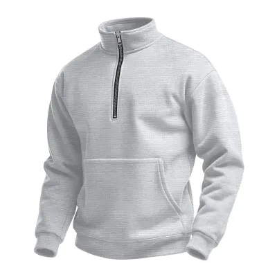 Men's Light Cooked Casual Half Zip Turtleneck Pullover Long Sleeve Sweatshirt with Pocket