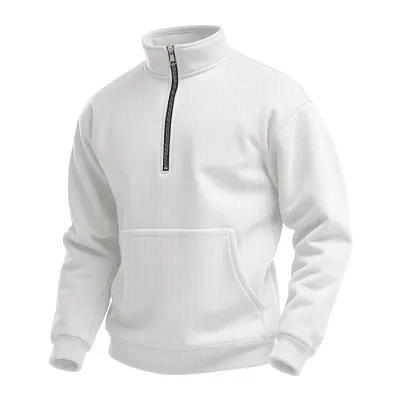 Men's Light Cooked Casual Half Zip Turtleneck Pullover Long Sleeve Sweatshirt with Pocket