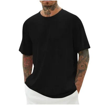 Men Casual Solid Color Coconut Tree Printed Short Sleeve T-Shirt