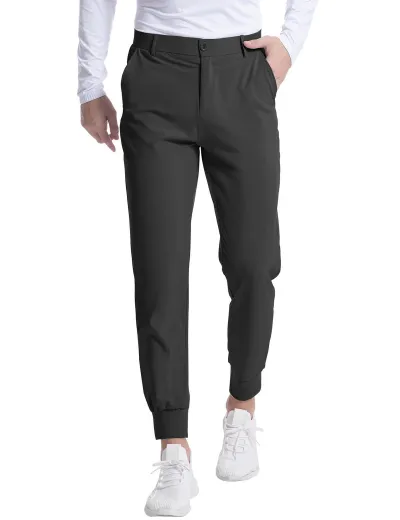 Men's Solid Color Stretch Golf Jogging Slim Pants