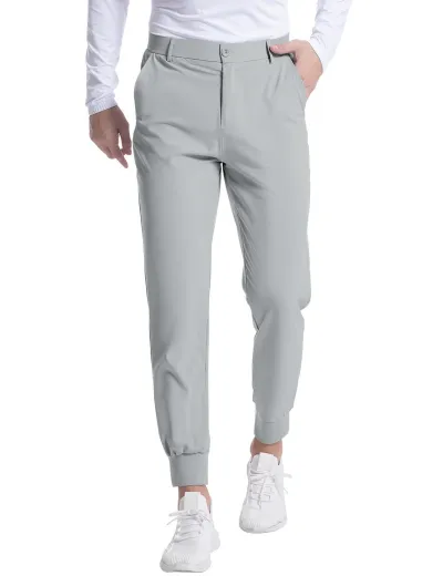 Men's Solid Color Stretch Golf Jogging Slim Pants