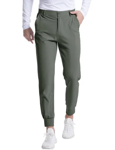 Men's Solid Color Stretch Golf Jogging Slim Pants