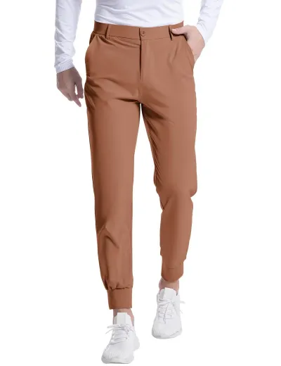 Men's Solid Color Stretch Golf Jogging Slim Pants