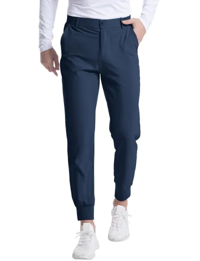 Men's Solid Color Stretch Golf Jogging Slim Pants