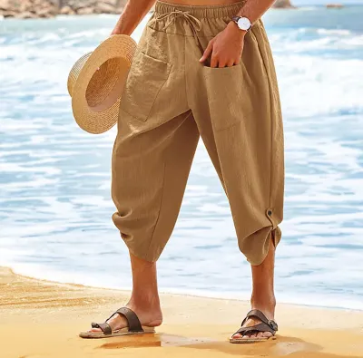 Men Summer Beach Shorts Capri Pants