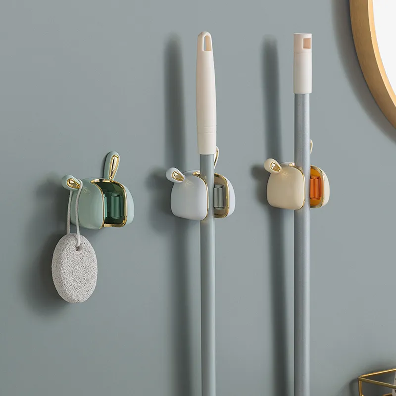 Simple Creative Punch-Free Wall Hanging Strong Hook Snap White Rabbit Mop Rack