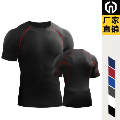 Men Short-Sleeved Muscle Quick-Drying Sports Running T-Shirt