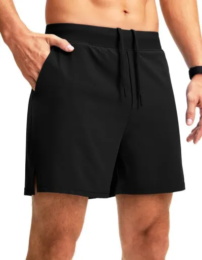 Men's Zip-Up Sports Running Shorts with Straight Fit