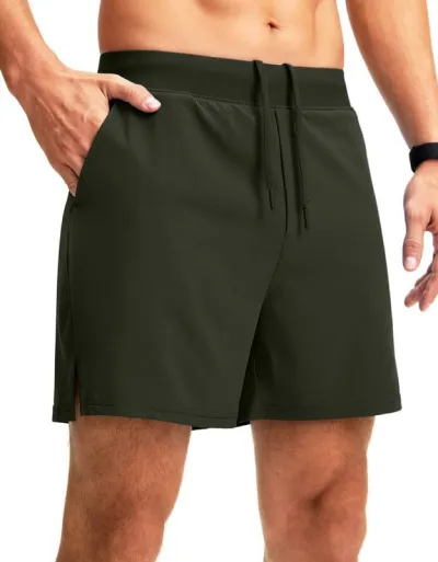 Men's Zip-Up Sports Running Shorts with Straight Fit