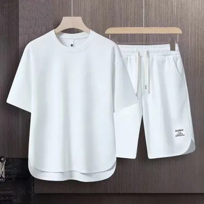 Men's 2 Piece Casual Sports Summer Short-Sleeved T-Shirt Shorts Set