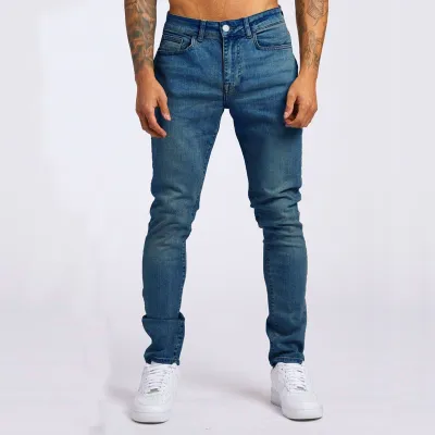 Men Basic Slim Fit Vintage Denim Jeans