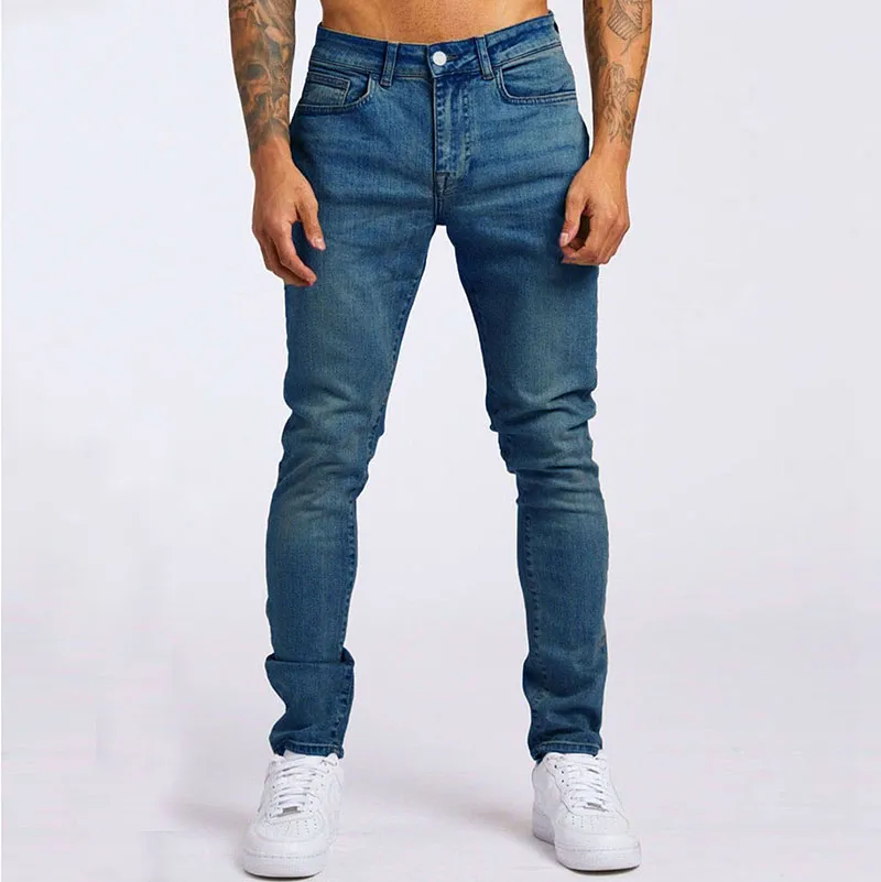 Men Basic Slim Fit Vintage Denim Jeans