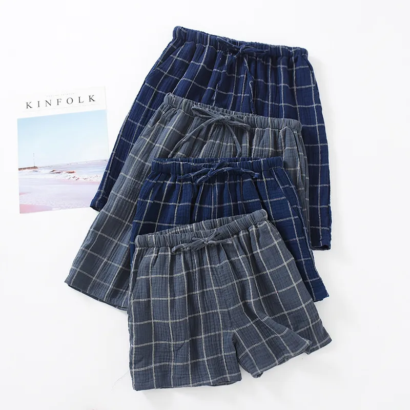 Summer Men Cotton Breathable Loose Casual Home Pajama Shorts