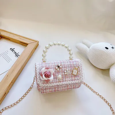 Kids Unisex Fashion Casual Cute Flower Cotton Linen Crossbody Handle Bag