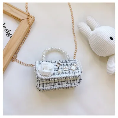 Kids Unisex Fashion Casual Cute Flower Cotton Linen Crossbody Handle Bag