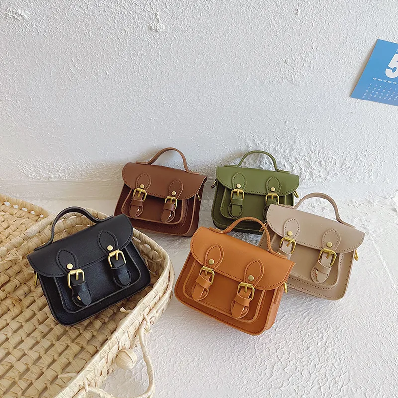 Kids Unisex Fashion Casual Cute PU Crossbody Handle Bag Solid Color