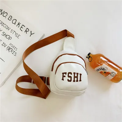 Kids Unisex Casual Cute Alphabet Chest Bag with PU Material for Kindergarten