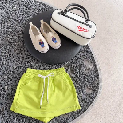 Toddler Girls Boys Summer Solid Candy Color Drawstring Cotton Shorts