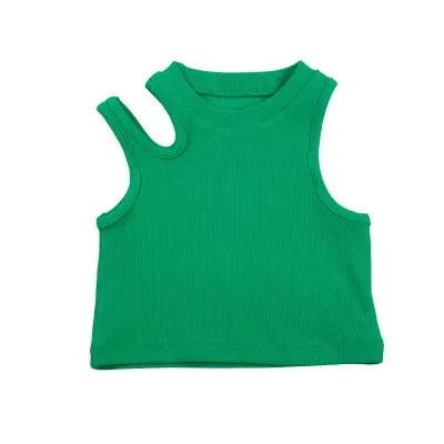 Toddler Girls Summer Irregular Shoulder Tank Top Sleeveless with Cotton