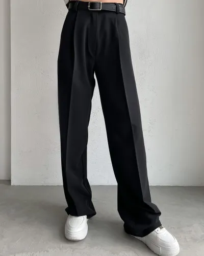 Women Casual Solid Color Loose Straight-Leg Pants