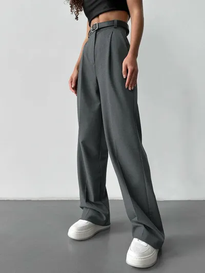 Women Casual Solid Color Loose Straight-Leg Pants