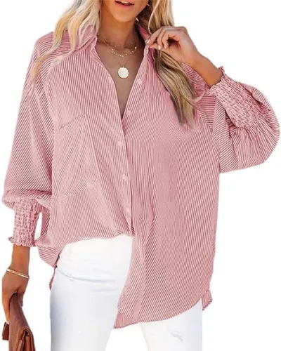 Casual Office Chic Women Stripe Long Sleeve Loose Cardigan
