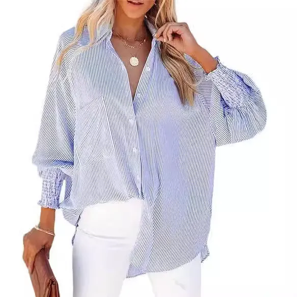 Casual Office Chic Women Stripe Long Sleeve Loose Cardigan